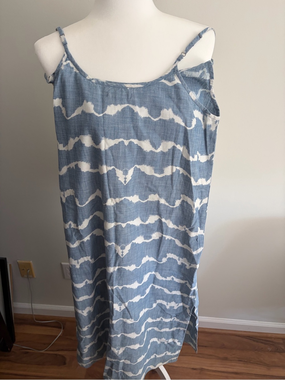 **J.Crew** NWT Mercantile Sleeveless Chambray Tie-Dye Maxi Dress